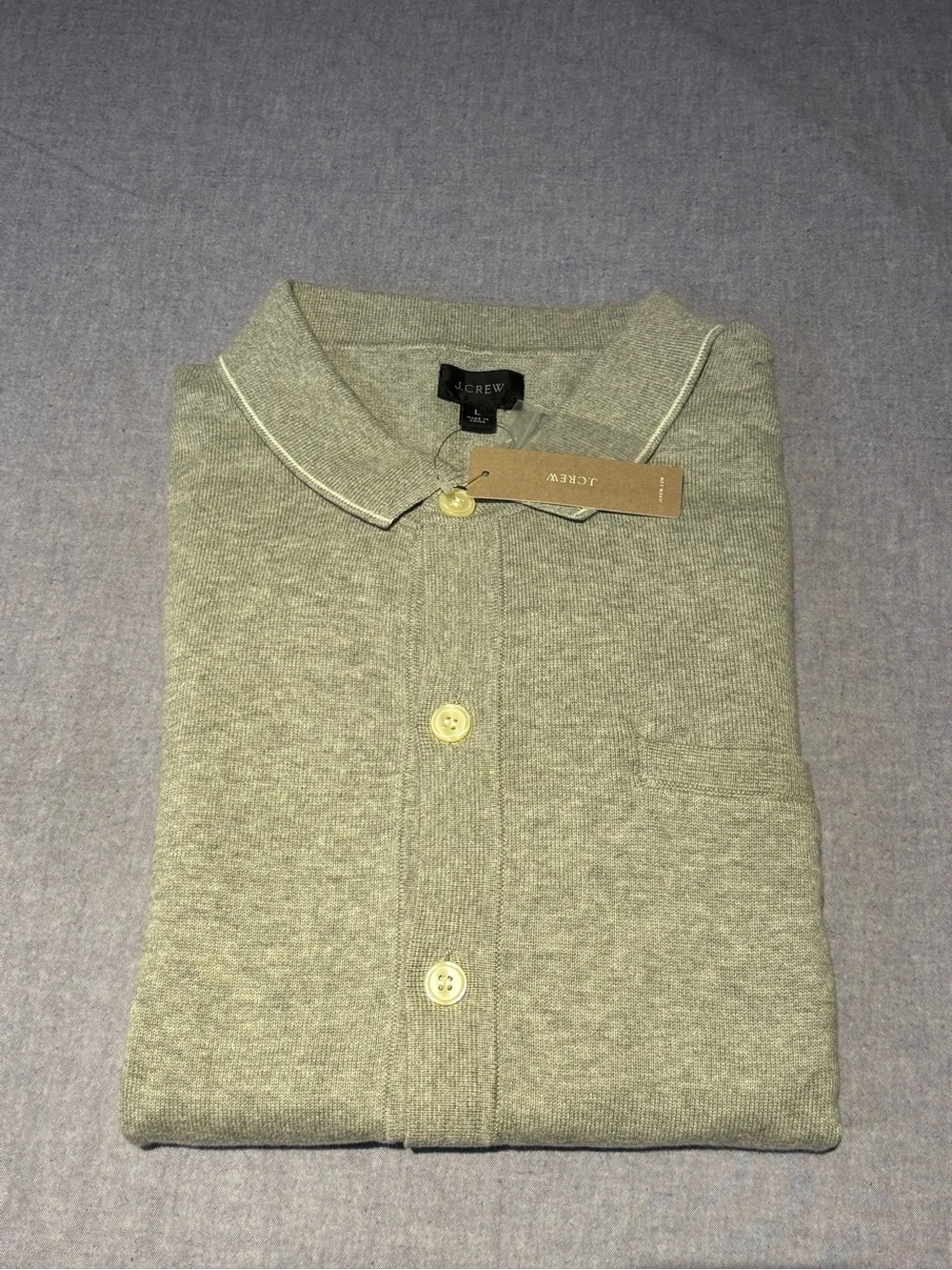 J Crew Cotton Polo Cardigan Sweater